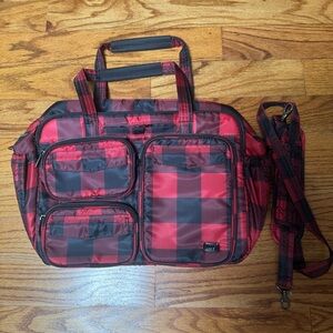 Lug PJ Duffel in Buffalo Check Red